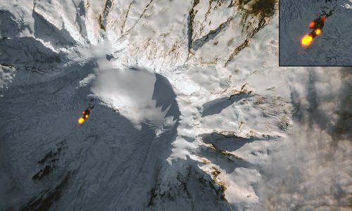 Australian volcano near Antarctica captured on satellite spewing lava