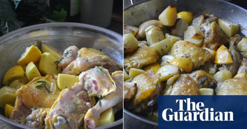 Rachel Roddy’s recipe for baked chicken and potatoes with lemon and rosemary