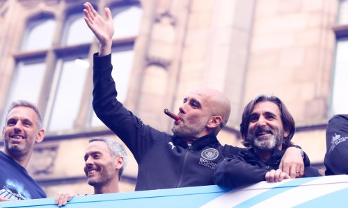 Guardiola jokes going 2-0 down ‘was the plan’ at Manchester City’s title parade