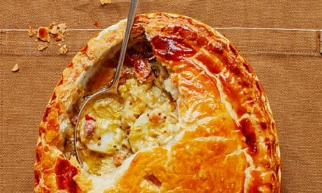 Thomasina Miers’ recipe for leek, cheddar and pancetta puff pie