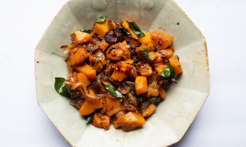 Nigel Slater’s recipe for pumpkin with mustard seed and curry leaves