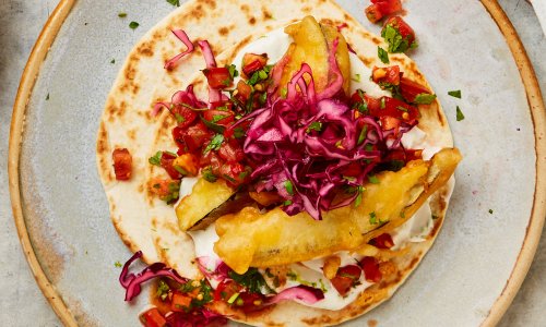 Meera Sodha’s vegan recipe for beer-battered aubergine tacos