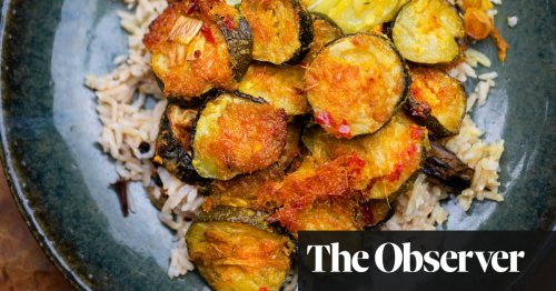 Nigel Slater’s recipes for baked courgettes with lemongrass, plus mushrooms, courgettes and toasted crumbs