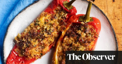 Nigel Slater’s recipes for peppers with crab and tarragon, and mushrooms and green beans