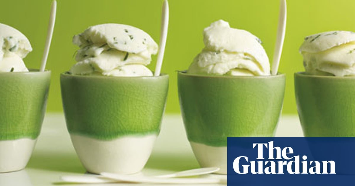 Lemongrass frozen yoghurt with basil recipe