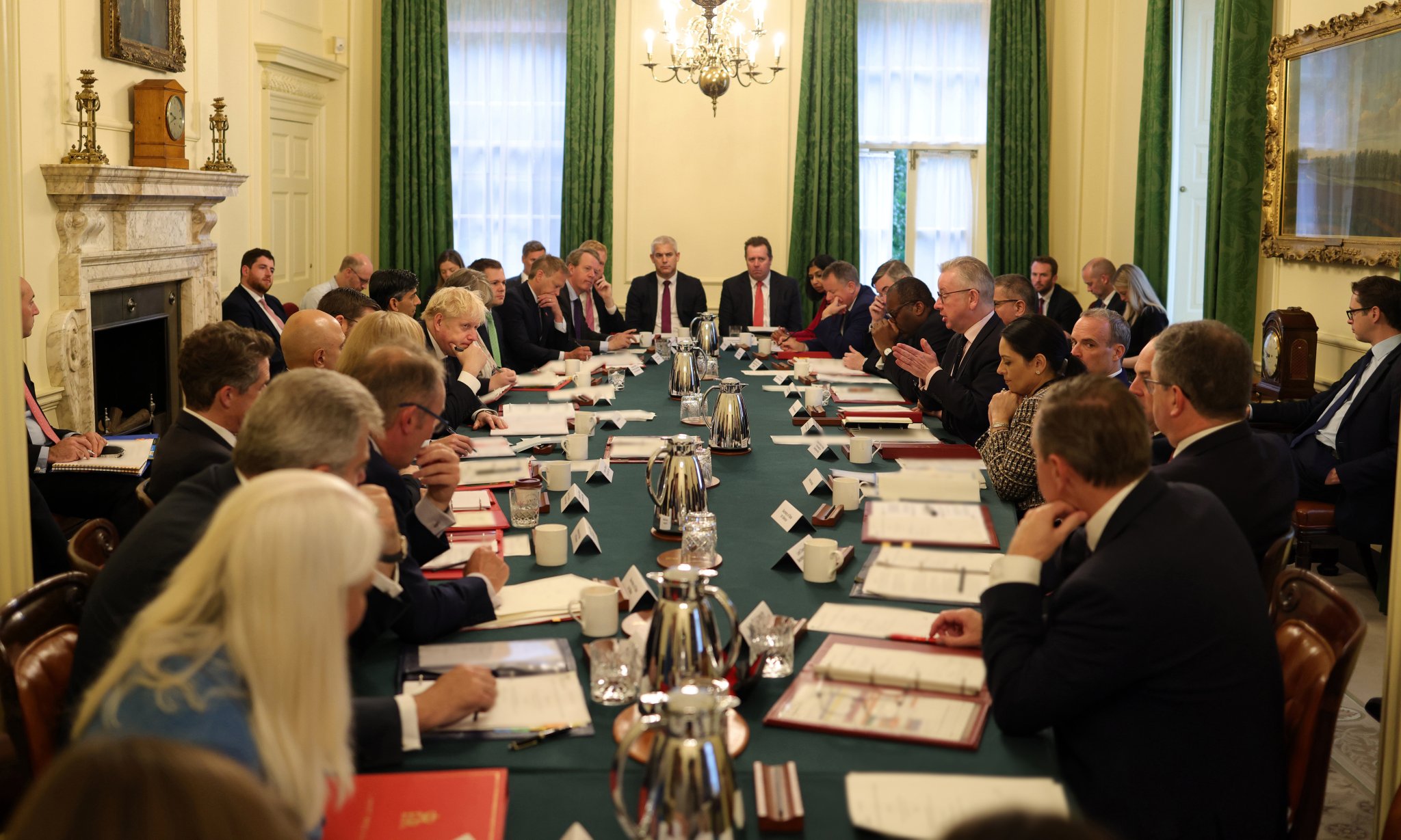 ‘One rule for them’: Boris Johnson criticised for maskless cabinet meeting