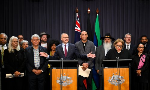 Indigenous voice to parliament referendum question and constitution changes revealed by emotional PM