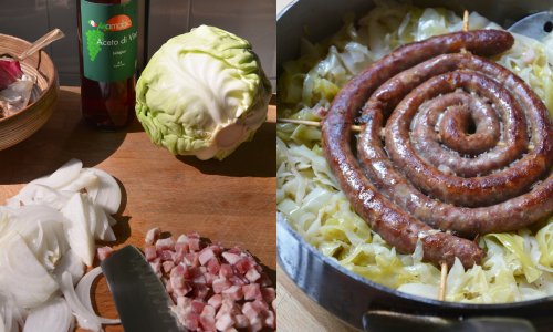 Smothered cabbages and sausage recipe