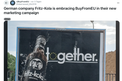 Kultmarke Fritz-Kola lehnt Boykottaufrufe gegen US-Produkte ab