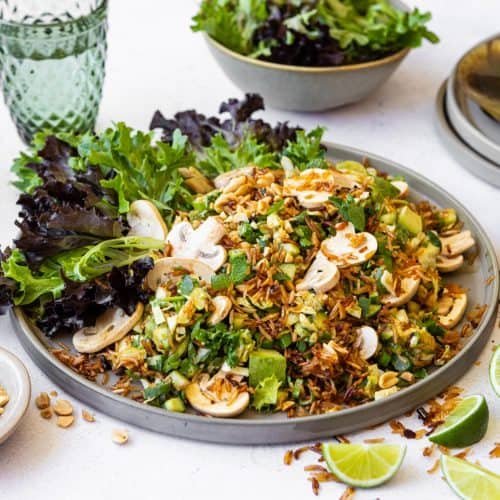 Golden Rice and Mushroom Bowl With Scrumptious Salad Ingredients