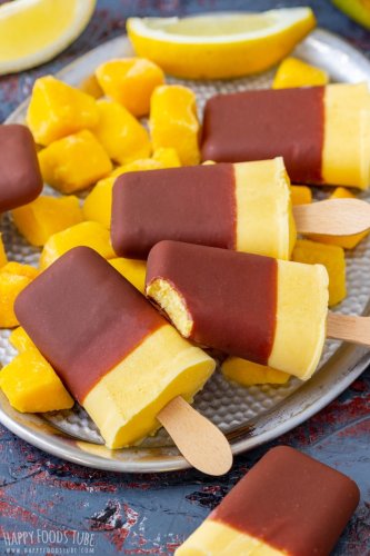 Mango Yogurt Popsicles with Chocolate Glaze - Happy Foods Tube