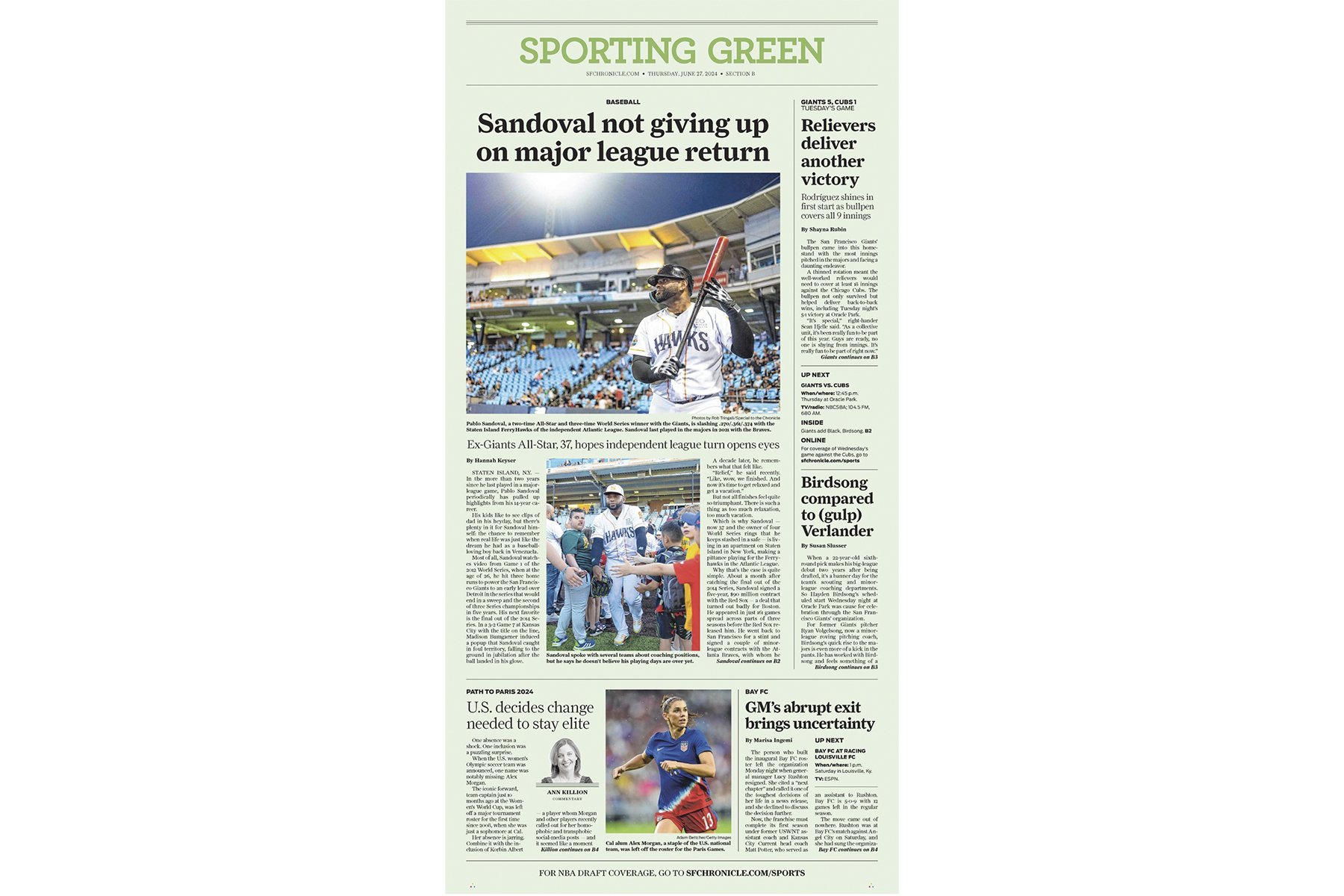 A Sporting Green front with all women’s bylines? Yes. Again.