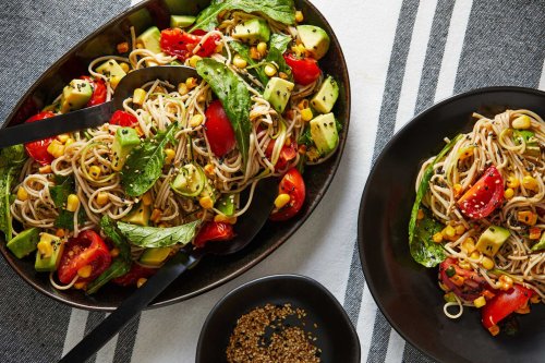 Soba noodles, tomatoes, zucchini and bright vinegar make this pasta salad fit for summer
