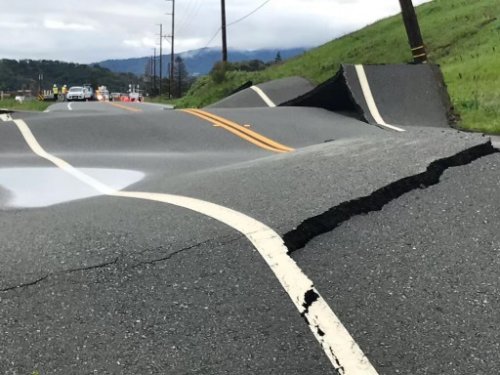 Photos: Marin County road destroyed by mudslide triggered by Bay Area storms