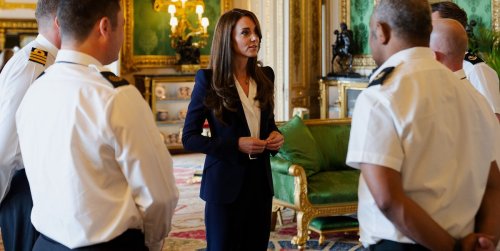 Princess Kate Is Radiant in a Navy Suit for a Meeting with the Royal Navy