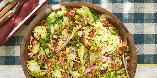 Shaved Brussels Sprouts with Bacon and Warm Apple Cider Dressing