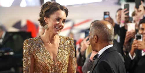 Kate Middleton Went Full Royal in a Gold-Sequined Cape Gown at the ‘No Time to Die’ Premiere