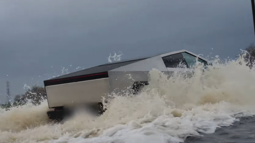 Watch Tesla Cybertruck take on flood waters with ease 