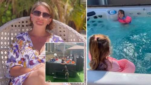 Mum-of-22 Sue Radford and her kids enjoy the sun in their ‘£10k pool’