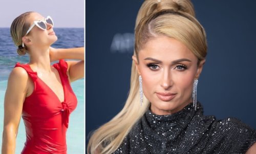 Paris Hilton wows fans with Baywatch-inspired swimsuit as she celebrates first wedding anniversary