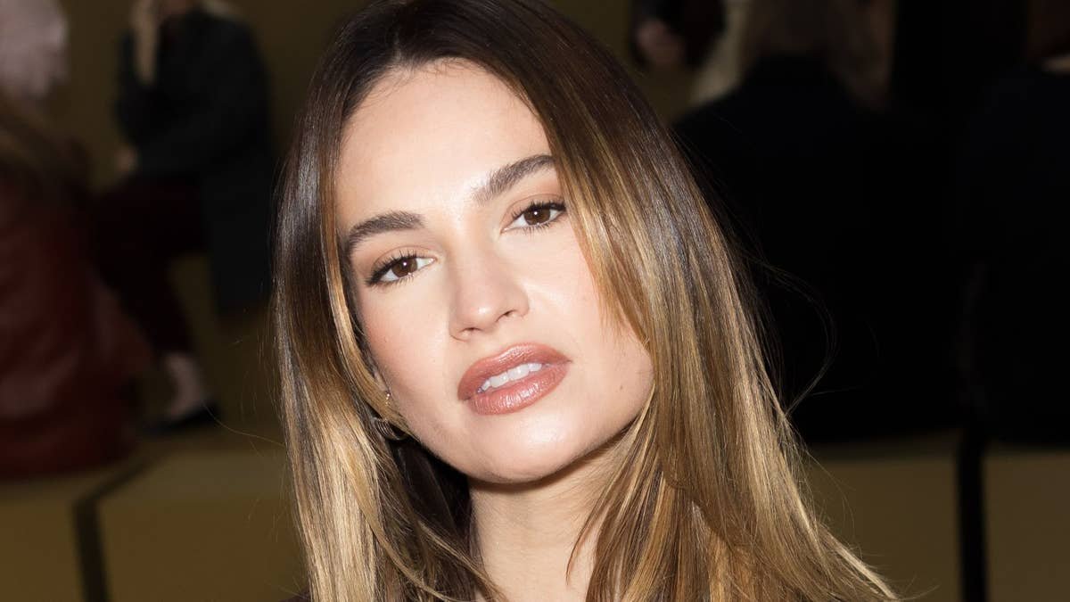 'Glowing' Lily James is a Hollywood bombshell in plunging lace vest and curve-hugging jeans