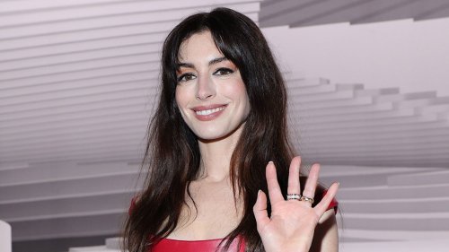 Anne Hathaway's jaw-dropping red leather dress is a fashion triumph for SS25