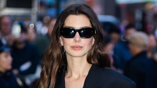 Anne Hathaway just wore the most bizarre denim corset suit of all time