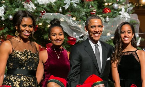 Malia and Sasha Obama twin in green during rare LA outing together ...