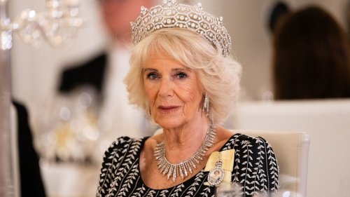 Queen Consort Camilla surprises in late Queen's glittering diamond wedding gift