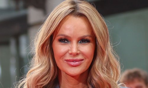 Amanda Holden looks angelic in ruched mini dress and must-see gloves
