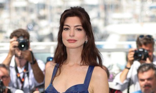 Anne Hathaway Stops Fans In Their Tracks Donning Denim Bikini Top 