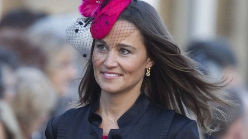 Pippa Middleton displays long legs in flouncy mini wedding guest dress