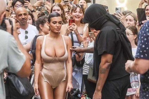 Kanye & His Wife's Risqué Outfits Shut Down Milan