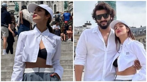 Malaika Arora twins with Arjun Kapoor, dons crop shirt with bralette and pants for brunch date in Paris, we love it