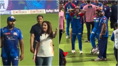 Rohit Sharma takes a lap around Wankhede, has a telling exchange with Nita Ambani; then sets off crowd with Kuldeep, KP