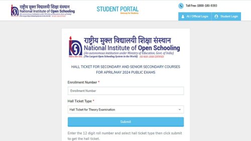 NIOS Class 10, 12 Hall Ticket 2024 for April-May exams out, download link here
