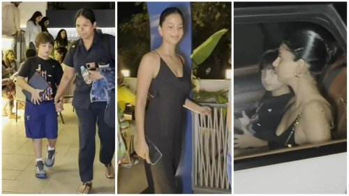 Suhana Khan looks stylish in black silk dress as she twins with brother AbRam Khan on cafe outing. Watch