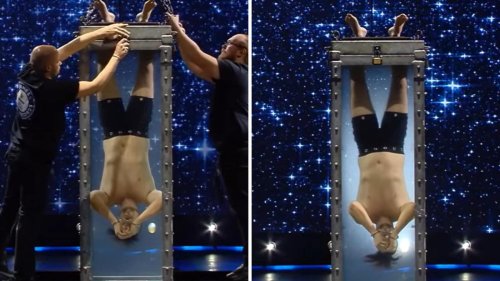 Artist’s escape act while being submerged upside down in water tank makes people ‘nervous’. Watch