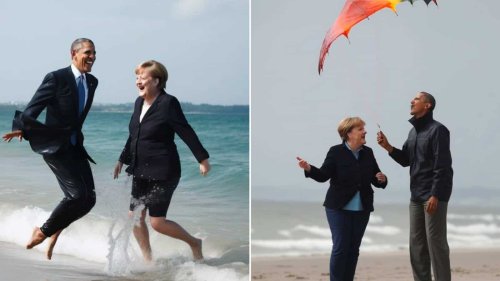 Barack Obama and Angela Merkel enjoy day at beach in AI-generated pics