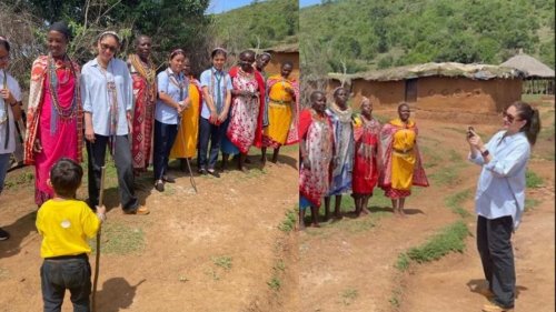Kareena Kapoor poses with women of Masai tribe on Africa trip; son Jeh photobombs their pic