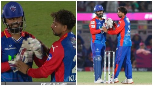 Kuldeep Yadav grabs Rishabh Pant's hand to make DRS sign; unlikely review amazingly rewards DC with Buttler's wicket