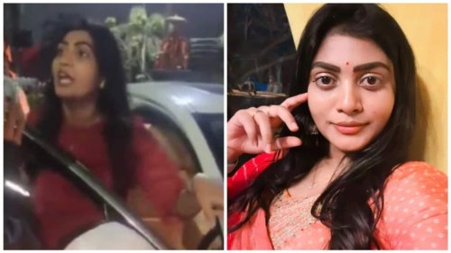 Telugu actor Sowmya Janu caught assaulting policeman on camera; faces backlash for ripping his clothes. Watch