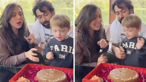 Nakuul Mehta and Jankee Parekh's son Sufi turns two, cuts his cake 'aapi aapi'. Watch adorable video