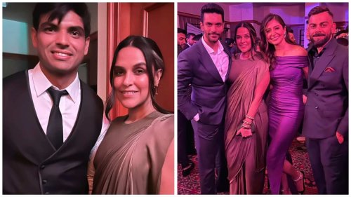Inside pics: Anushka Sharma smiles wide as she and Virat Kohli pose with Neha Dhupia, Angad Bedi at event
