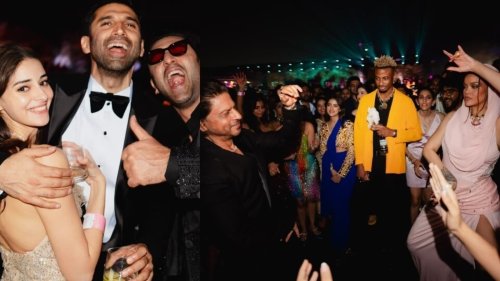 Ambani bash unseen pics: Ranbir gives a thumbs up to Ananya Panday, Aditya's jodi, Shah Rukh dances with Rihanna