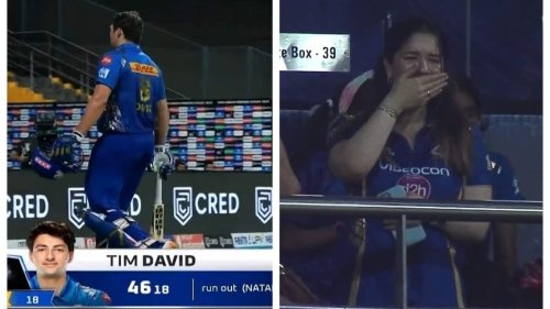 Sara Tendulkar's reaction after Tim David's run out in MI vs SRH IPL match sends Twitter into frenzy