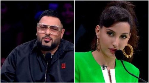Badshah tells Nora Fatehi 'pocha lagana' can't be called a hook step, falls on his back when made to do it on stage