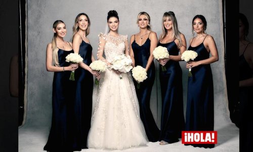 Victoria Beckham designed the bridesmaids’ dresses for Nadia Ferreira and Marc Anthony’s wedding