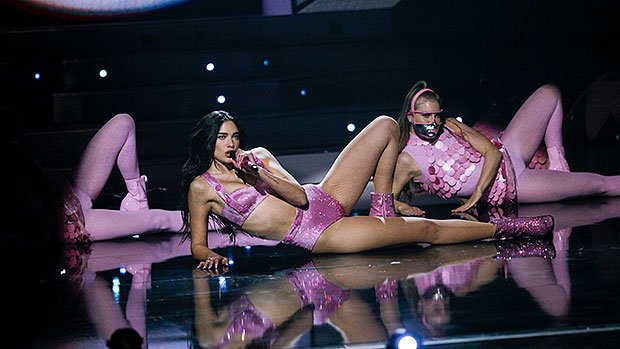 Dua Lipa Strips Down To Pink Bikini For Electric Grammys Medley Performance