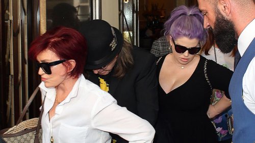 Pregnant Kelly Osbourne Wears Low Cut Black Dress Out With Sharon & Ozzy In London: Photos
